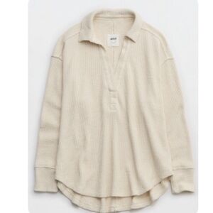 Aerie Lumberjane Waffle Polo Sweater